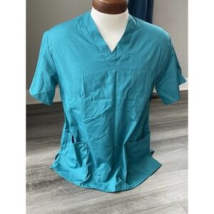 M&M Scrubs Men’s Teal Blue Top Shirt S Short Sleeve Pockets NWT M2